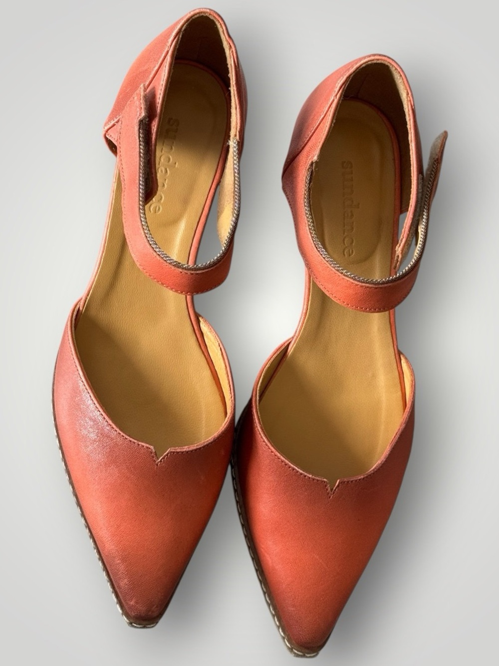 Sundance Coralise Mary Jane Heels Burnt Orange Leather Size 37 France - Picture 2 of 6